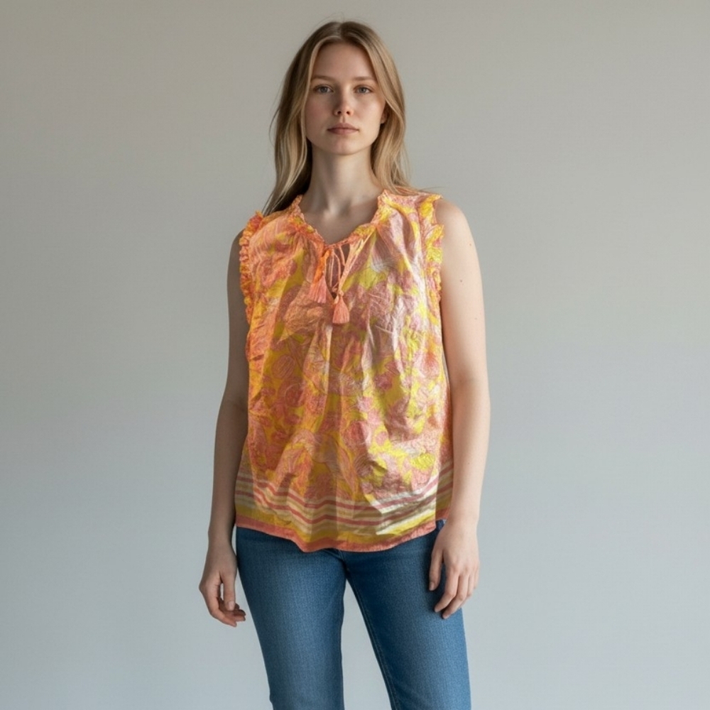 Talbots Pink and Yellow Floral Blouse